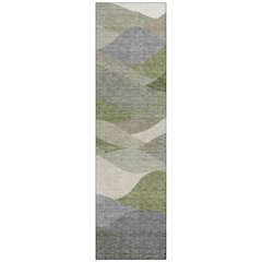 Machine Washable Indoor/Outdoor Chantille ACN2378 Green 2'3" x 7'6" Runner Rug