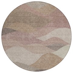 Machine Washable Indoor/Outdoor Chantille ACN2378 Brown 8' x 8' Round Rug