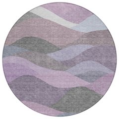 Machine Washable Indoor/Outdoor Chantille ACN2378 Purple 8' x 8' Round Rug