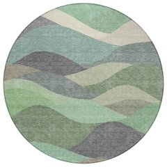 Machine Washable Indoor/Outdoor Chantille ACN2378 Green 8' x 8' Round Rug