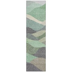Machine Washable Indoor/Outdoor Chantille ACN2378 Green 2'3" x 7'6" Runner Rug