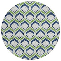 Machine Washable Indoor/Outdoor Chantille ACN2379 Blue 8' x 8' Round Rug