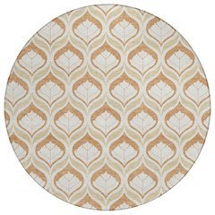 Machine Washable Indoor/Outdoor Chantille ACN2379 Orange 8' x 8' Round Rug