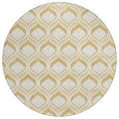 Machine Washable Indoor/Outdoor Chantille ACN2379 Gold 8' x 8' Round Rug