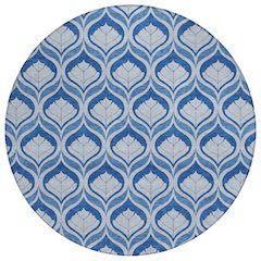 Machine Washable Indoor/Outdoor Chantille ACN2379 Blue 8' x 8' Round Rug