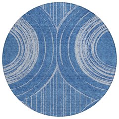 Machine Washable Indoor/Outdoor Chantille ACN2380 Blue 8' x 8' Round Rug