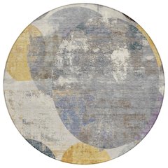 Machine Washable Indoor/Outdoor Chantille ACN2381 Gray 8' x 8' Round Rug