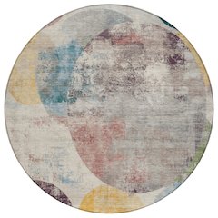 Machine Washable Indoor/Outdoor Chantille ACN2381 Ivory 8' x 8' Round Rug