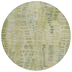 Machine Washable Indoor/Outdoor Chantille ACN2382 Green 8' x 8' Round Rug