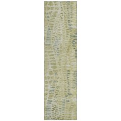 Machine Washable Indoor/Outdoor Chantille ACN2382 Green 2'3" x 7'6" Runner Rug