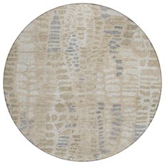Machine Washable Indoor/Outdoor Chantille ACN2382 Brown 8' x 8' Round Rug