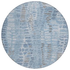 Machine Washable Indoor/Outdoor Chantille ACN2382 Blue 8' x 8' Round Rug