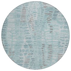 Machine Washable Indoor/Outdoor Chantille ACN2382 Teal 8' x 8' Round Rug