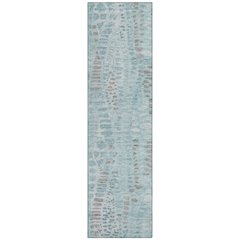 Machine Washable Indoor/Outdoor Chantille ACN2382 Teal 2'3" x 7'6" Runner Rug