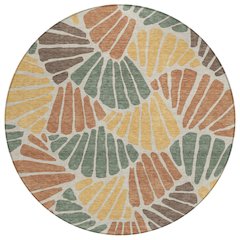 Machine Washable Indoor/Outdoor Chantille ACN2384 Green 8' x 8' Round Rug