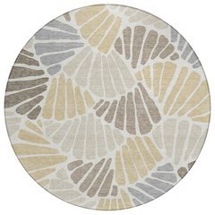 Machine Washable Indoor/Outdoor Chantille ACN2384 Brown 8' x 8' Round Rug