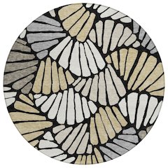 Machine Washable Indoor/Outdoor Chantille ACN2384 Black 8' x 8' Round Rug