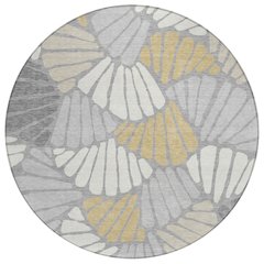 Machine Washable Indoor/Outdoor Chantille ACN2384 Gray 8' x 8' Round Rug