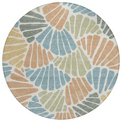 Machine Washable Indoor/Outdoor Chantille ACN2384 Blue 8' x 8' Round Rug