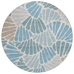Machine Washable Indoor/Outdoor Chantille ACN2384 Teal 8' x 8' Round Rug