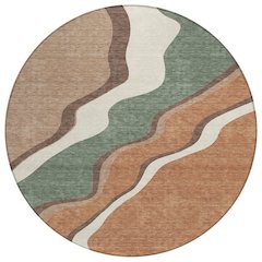 Machine Washable Indoor/Outdoor Chantille ACN2386 Orange 8' x 8' Round Rug