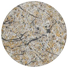 Machine Washable Indoor/Outdoor Chantille ACN2389 Brown 8' x 8' Round Rug