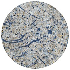 Machine Washable Indoor/Outdoor Chantille ACN2389 Blue 8' x 8' Round Rug