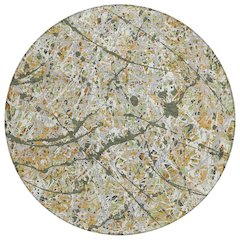 Machine Washable Indoor/Outdoor Chantille ACN2389 Green 8' x 8' Round Rug