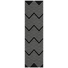 Machine Washable Indoor/Outdoor Chantille ACN2390 Black 2'3" x 7'6" Runner Rug