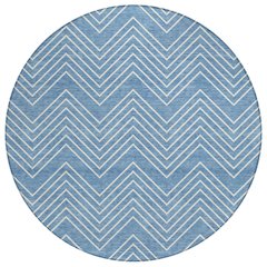 Machine Washable Indoor/Outdoor Chantille ACN2390 Blue 8' x 8' Round Rug