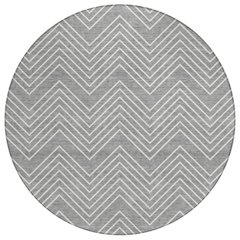 Machine Washable Indoor/Outdoor Chantille ACN2390 Gray 8' x 8' Round Rug