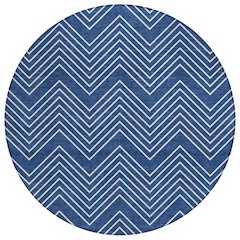 Machine Washable Indoor/Outdoor Chantille ACN2390 Blue 8' x 8' Round Rug
