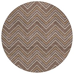 Machine Washable Indoor/Outdoor Chantille ACN2391 Brown 8' x 8' Round Rug