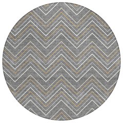 Machine Washable Indoor/Outdoor Chantille ACN2391 Gray 8' x 8' Round Rug