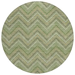 Machine Washable Indoor/Outdoor Chantille ACN2391 Green 8' x 8' Round Rug