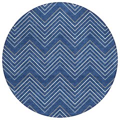 Machine Washable Indoor/Outdoor Chantille ACN2391 Blue 8' x 8' Round Rug
