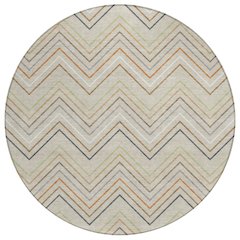 Machine Washable Indoor/Outdoor Chantille ACN2392 Brown 8' x 8' Round Rug