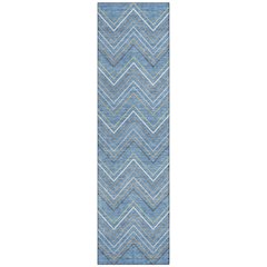 Machine Washable Indoor/Outdoor Chantille ACN2392 Blue 2'3" x 7'6" Runner Rug