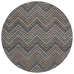 Machine Washable Indoor/Outdoor Chantille ACN2392 Gray 8' x 8' Round Rug