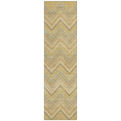 Machine Washable Indoor/Outdoor Chantille ACN2392 Gold 2'3" x 7'6" Runner Rug