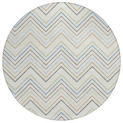 Machine Washable Indoor/Outdoor Chantille ACN2392 Ivory 8' x 8' Round Rug