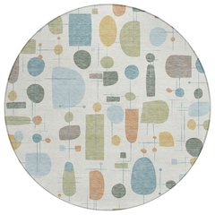 Machine Washable Indoor/Outdoor Chantille ACN2393 Ivory 8' x 8' Round Rug