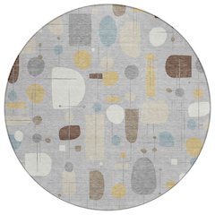 Machine Washable Indoor/Outdoor Chantille ACN2393 Gray 8' x 8' Round Rug