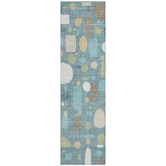 Machine Washable Indoor/Outdoor Chantille ACN2393 Teal 2'3" x 7'6" Runner Rug