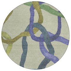 Machine Washable Indoor/Outdoor Chantille ACN2394 Green 8' x 8' Round Rug