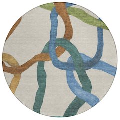 Machine Washable Indoor/Outdoor Chantille ACN2394 Brown 8' x 8' Round Rug