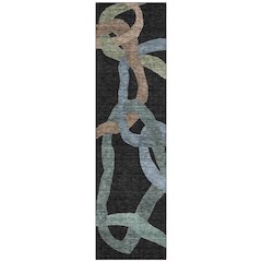 Machine Washable Indoor/Outdoor Chantille ACN2394 Black 2'3" x 7'6" Runner Rug