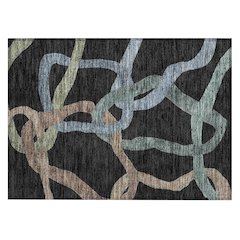 Machine Washable Indoor/Outdoor Chantille ACN2394 Black 1'8" x 2'6" Rug