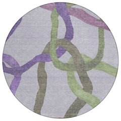 Machine Washable Indoor/Outdoor Chantille ACN2394 Purple 8' x 8' Round Rug