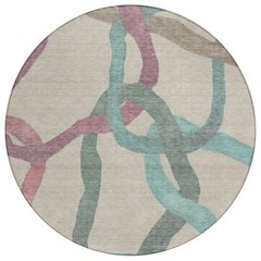 Machine Washable Indoor/Outdoor Chantille ACN2394 Brown 8' x 8' Round Rug